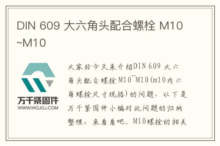 DIN 609 大六角頭配合螺栓 M10~M10