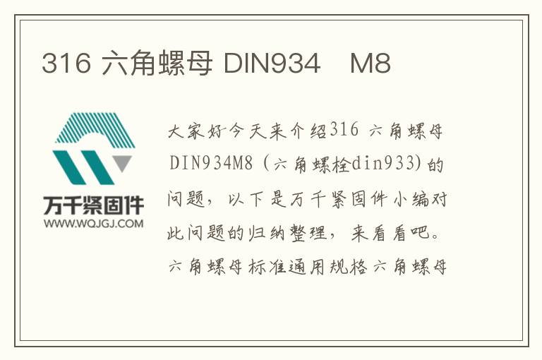 316 六角螺母 DIN934	M8