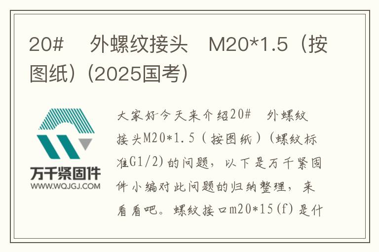 20#    外螺紋接頭	M20*1.5（按圖紙）(2025國(guó)考)