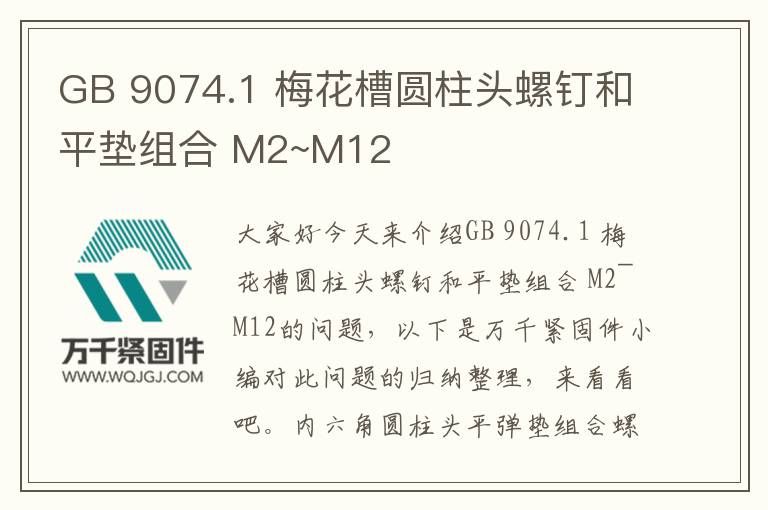 GB 9074.1 梅花槽圓柱頭螺釘和平墊組合 M2~M12