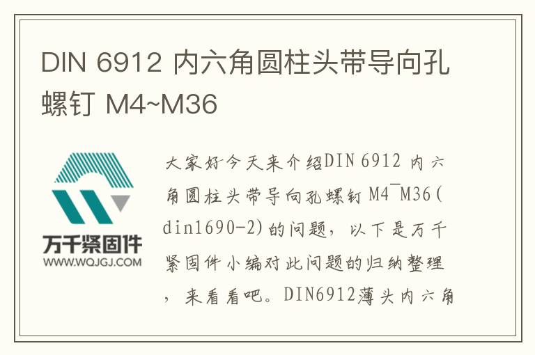 DIN 6912 內(nèi)六角圓柱頭帶導向孔螺釘 M4~M36