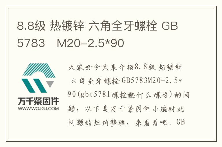 8.8級 熱鍍鋅 六角全牙螺栓 GB5783	M20-2.5*90