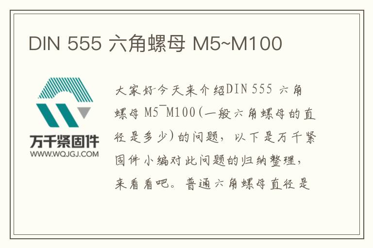 DIN 555 六角螺母 M5~M100