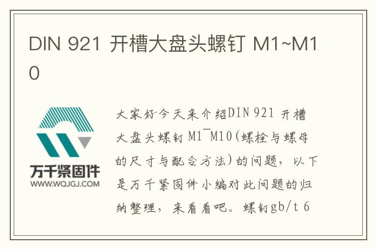 DIN 921 開槽大盤頭螺釘 M1~M10