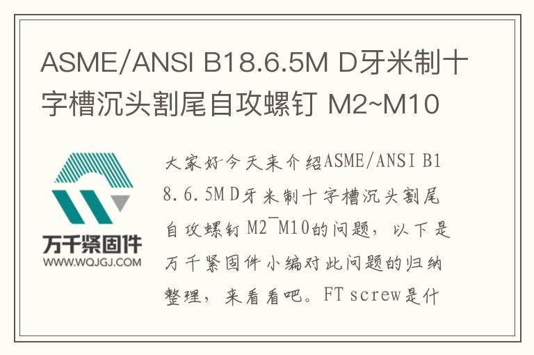 ASME/ANSI B18.6.5M D牙米制十字槽沉頭割尾自攻螺釘 M2~M10