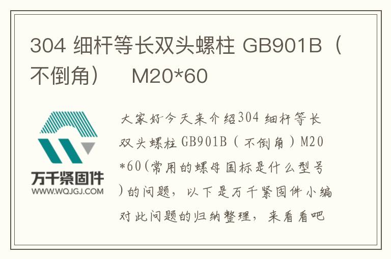 304 細(xì)桿等長雙頭螺柱 GB901B（不倒角）	M20*60