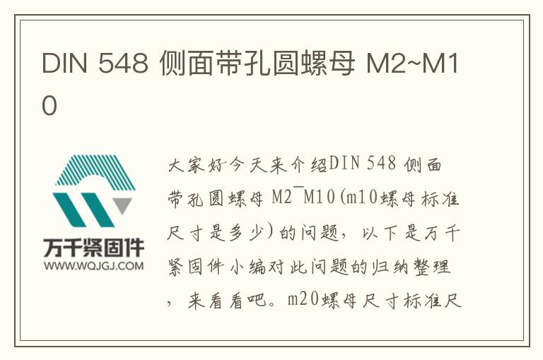 DIN 548 側(cè)面帶孔圓螺母 M2~M10